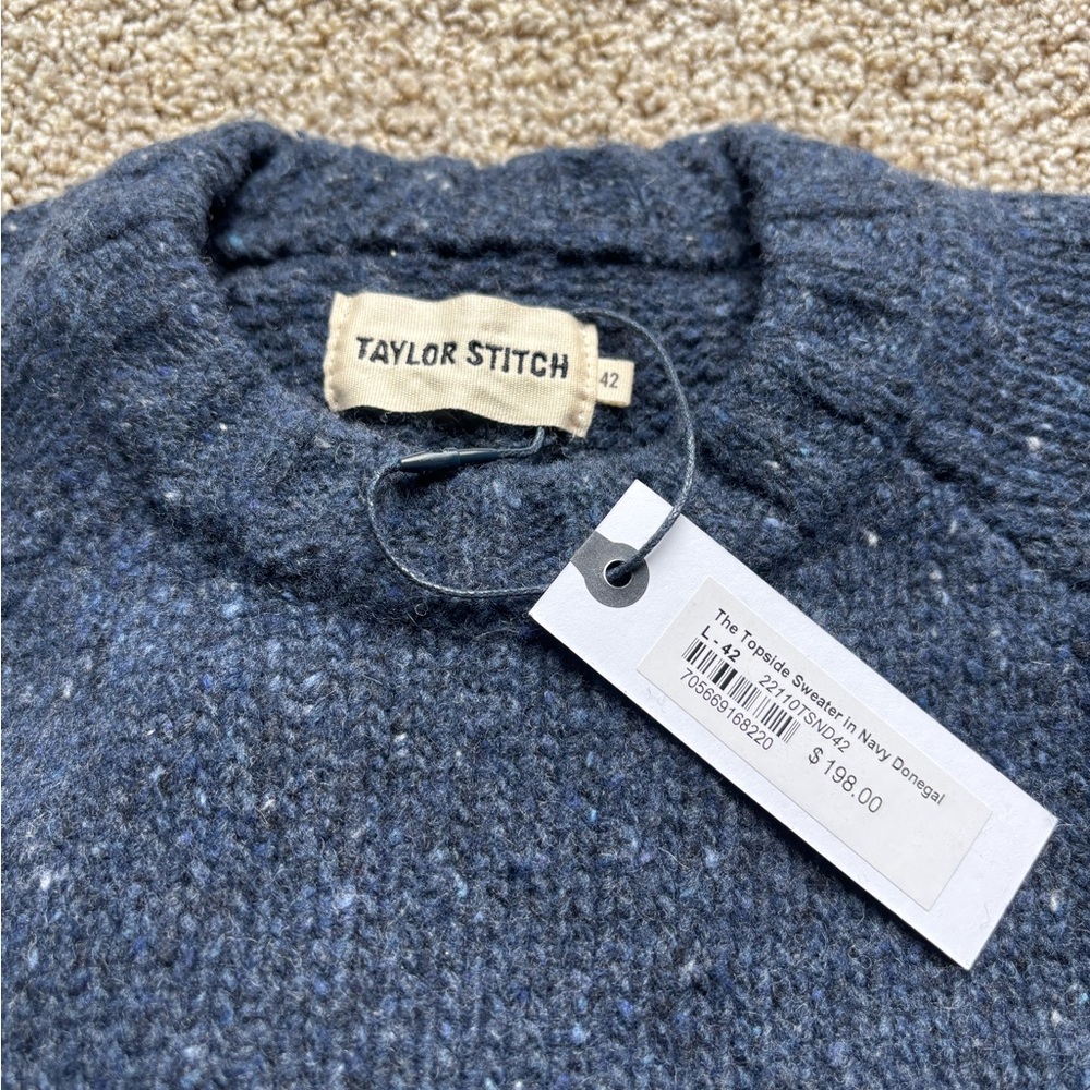 Taylor Stitch Men's Topside Sweater in Navy Donegal - Picture 2 of 4